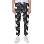 Black And White Rabbit Pattern Print Scuba Joggers