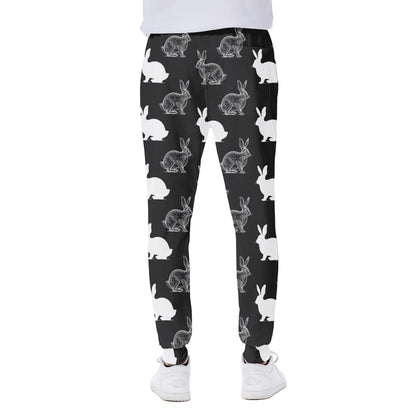 Black And White Rabbit Pattern Print Scuba Joggers