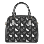 Black And White Rabbit Pattern Print Shoulder Handbag