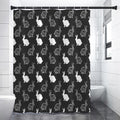Black And White Rabbit Pattern Print Shower Curtain