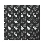 Black And White Rabbit Pattern Print Silk Bandana