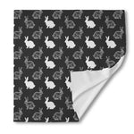 Black And White Rabbit Pattern Print Silk Bandana