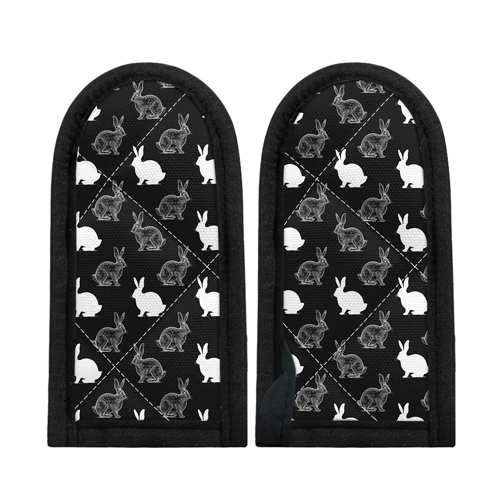 Black And White Rabbit Pattern Print Skillet Handle Cover