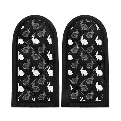 Black And White Rabbit Pattern Print Skillet Handle Cover