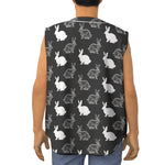 Black And White Rabbit Pattern Print Sleeveless Baseball Jersey