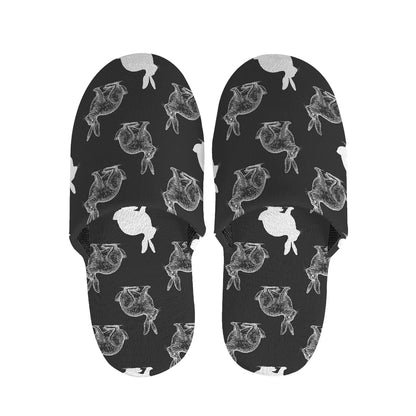 Black And White Rabbit Pattern Print Slippers