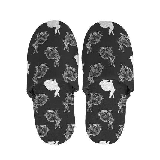 Black And White Rabbit Pattern Print Slippers