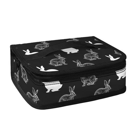 Black And White Rabbit Pattern Print Small Lunch Bag