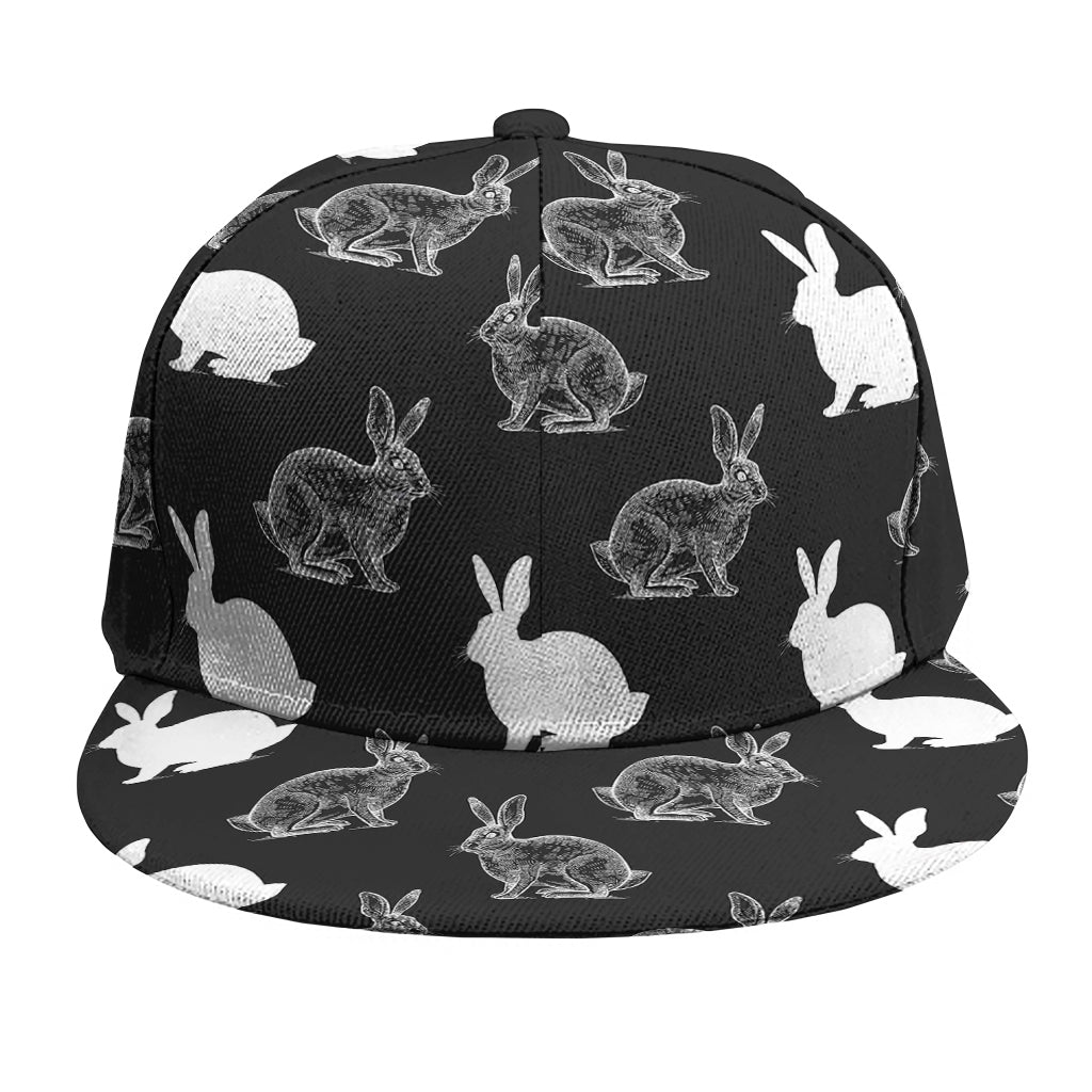 Black And White Rabbit Pattern Print Snapback Cap