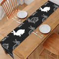 Black And White Rabbit Pattern Print Table Runner