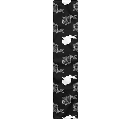 Black And White Rabbit Pattern Print Table Runner