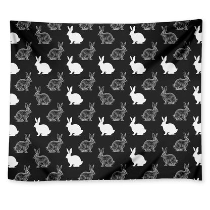 Black And White Rabbit Pattern Print Tapestry