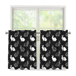 Black And White Rabbit Pattern Print Tier Curtains