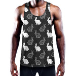 Black And White Rabbit Pattern Print Training Tank Top