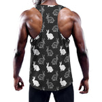 Black And White Rabbit Pattern Print Training Tank Top