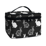 Black And White Rabbit Pattern Print Travel Makeup Bag