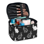 Black And White Rabbit Pattern Print Travel Makeup Bag