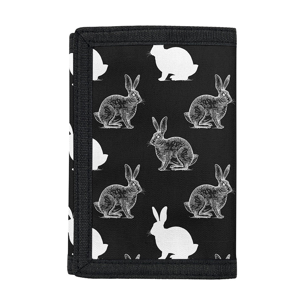 Black And White Rabbit Pattern Print Trifold Wallet