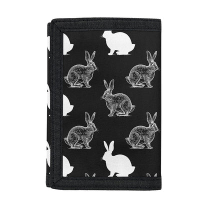 Black And White Rabbit Pattern Print Trifold Wallet