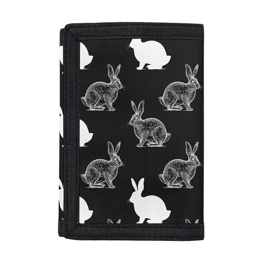 Black And White Rabbit Pattern Print Trifold Wallet