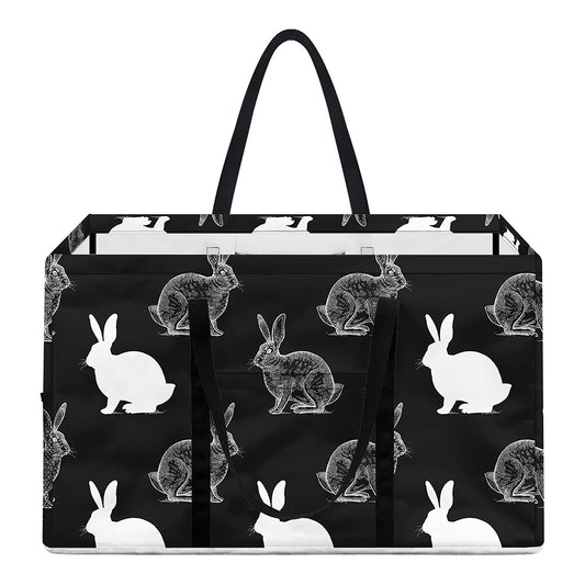 Black And White Rabbit Pattern Print Utility Tote Bag