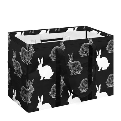 Black And White Rabbit Pattern Print Utility Tote Bag