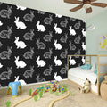 Black And White Rabbit Pattern Print Wall Sticker