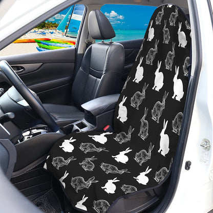 Black And White Rabbit Pattern Print Waterproof Car Seat Cover