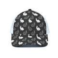 Black And White Rabbit Pattern Print White Mesh Trucker Hat