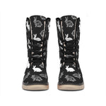 Black And White Rabbit Pattern Print Winter Boots