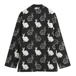 Black And White Rabbit Pattern Print Women's Blazer