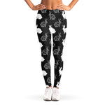 Black And White Rabbit Pattern Print Women's Leggings