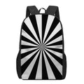 Black And White Radial Rays Print 17 Inch Backpack
