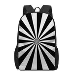 Black And White Radial Rays Print 17 Inch Backpack