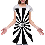 Black And White Radial Rays Print Adjustable Apron