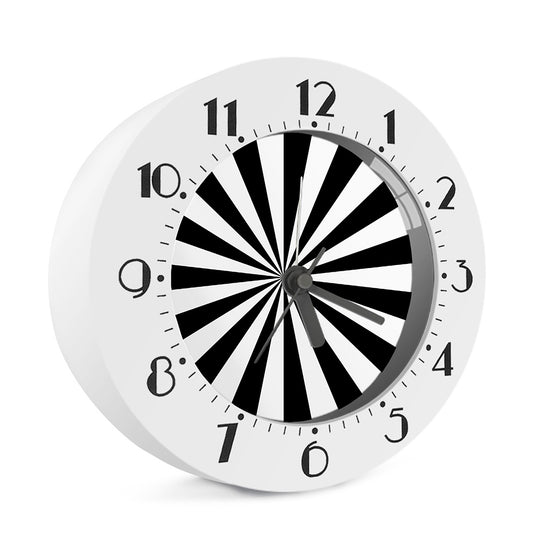 Black And White Radial Rays Print Alarm Clock