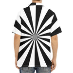 Black And White Radial Rays Print Aloha Shirt