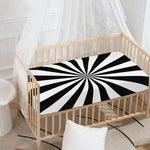 Black And White Radial Rays Print Baby Crib Sheet