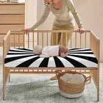 Black And White Radial Rays Print Baby Crib Sheet