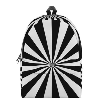Black And White Radial Rays Print Backpack