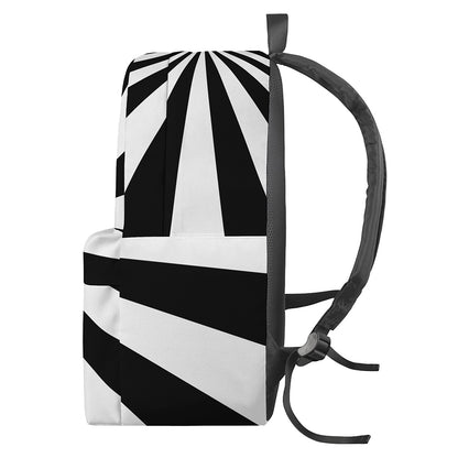 Black And White Radial Rays Print Backpack