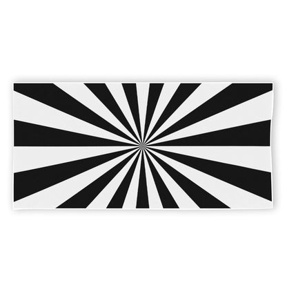 Black And White Radial Rays Print Beach Towel