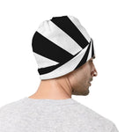 Black And White Radial Rays Print Beanie
