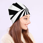 Black And White Radial Rays Print Beanie
