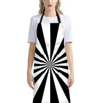 Black And White Radial Rays Print Bib Apron With Pocket