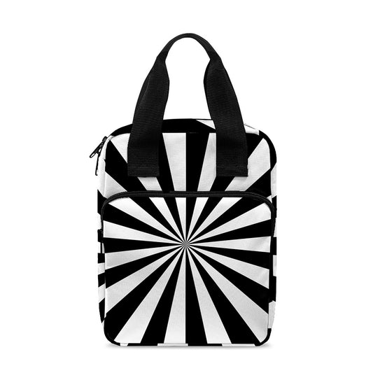 Black And White Radial Rays Print Bible Tote Bag