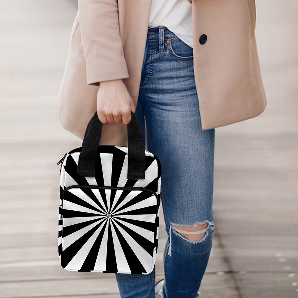 Black And White Radial Rays Print Bible Tote Bag