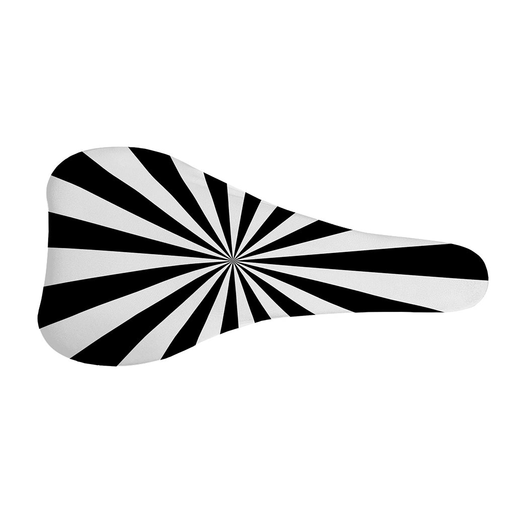 Black And White Radial Rays Print Bicycle Seat Cover
