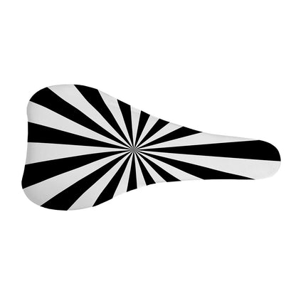 Black And White Radial Rays Print Bicycle Seat Cover