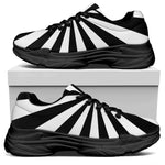 Black And White Radial Rays Print Black Chunky Shoes